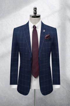 Bộ Suit Xanh Denim Kẻ Ô Modern Fit TGS358